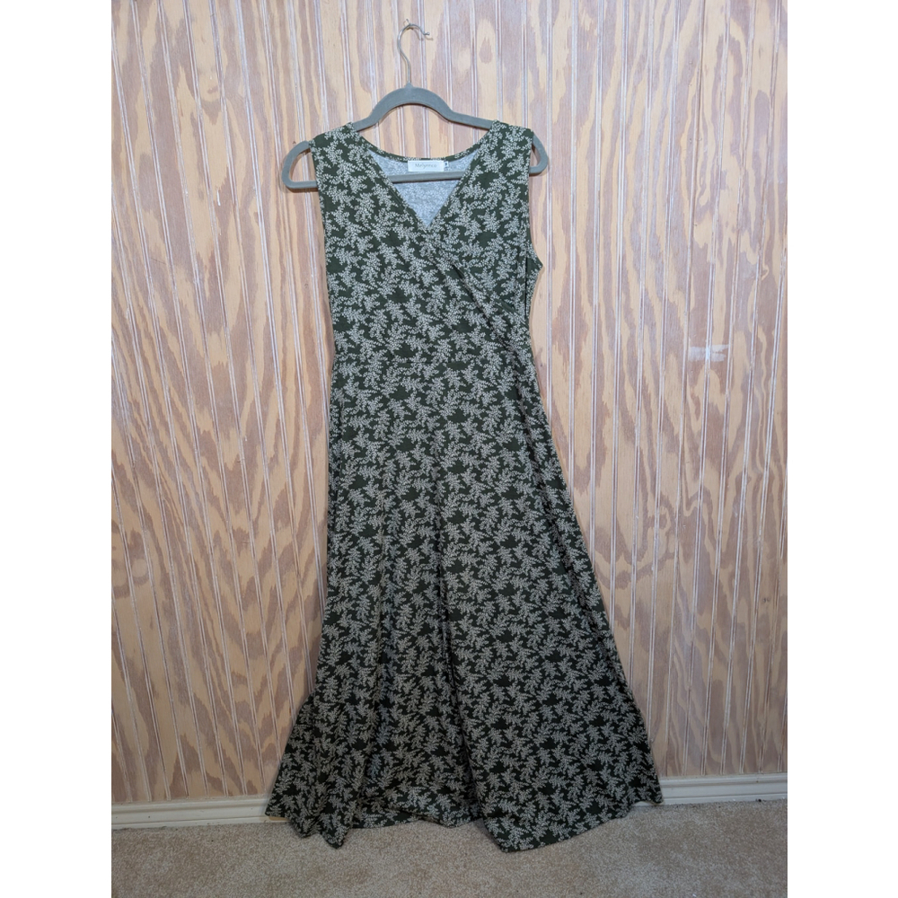 Women's Melynno Green Floral Print Wrap Around Sleeveless Dress Size M - Picture 2 of 8